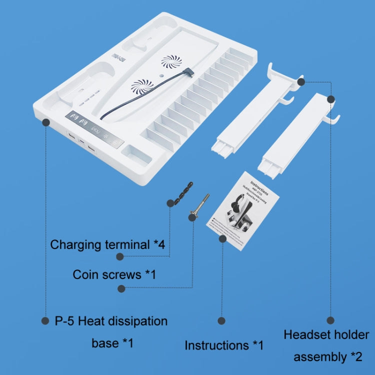 iplay for PS5 Host Cooling Handle Charging Base with Disc Storage Rack(White)