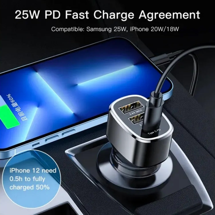 Yesido Y47 49W Double USB+Type-C/USB-C Port Car Fast Charger(Black)
