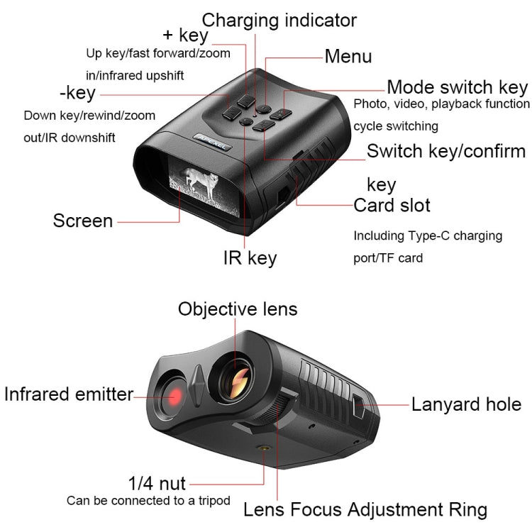 APEXEL 3-inch LCD HD Screen Photo Video Portable Binoculars Digital Infrared Night Vision Device(APL-NV009) - free shipping - PMC Jewellery - Order now!