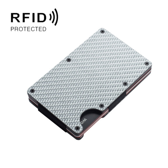 RFID Carbon Fiber Metal Card Holder Multifunctional  Anti-theft Credit Card Box(Silver)