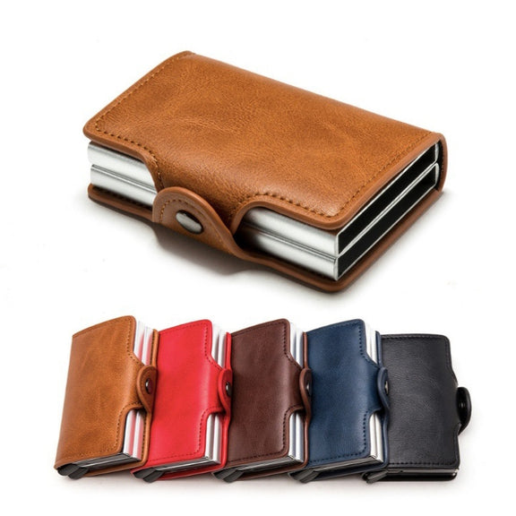 Automatic Pop-up Card Holder Metal Card Box RFID Credit Card Bank Card Box Wallet(Blue)