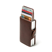 Automatic Pop-up Card Holder Metal Card Box RFID Credit Card Bank Card Box Wallet(Coffee)