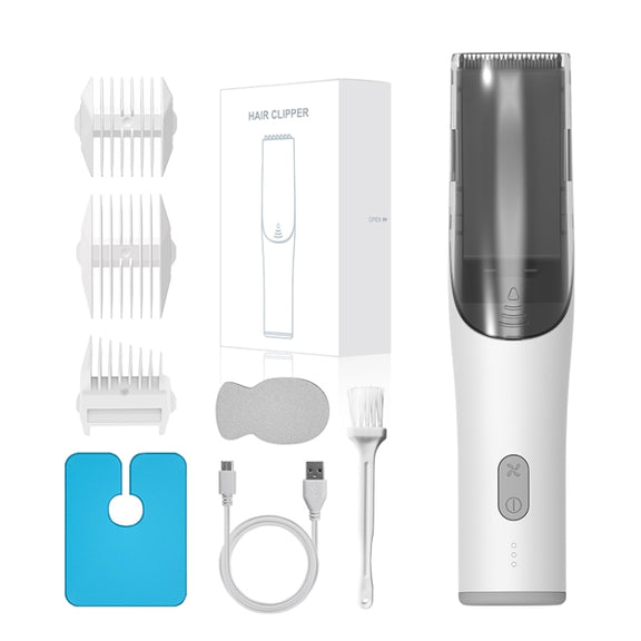 Electric Water-resistant Hairdresser Children Low Noise Rechargeable Push Clipper, Specification: Suction Upgrade Version White