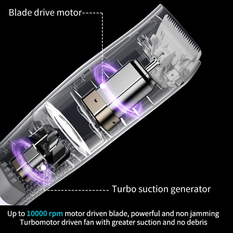 Electric Water-resistant Hairdresser Children Low Noise Rechargeable Push Clipper, Specification: Suction Upgrade Version White
