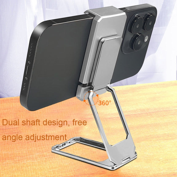 Back Clip Double Ring Magnetic Metal Folding Phone Bracket Desktop Lazy Ring Phone Holder(Rose Gold)