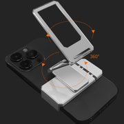 Back Clip Double Ring Magnetic Metal Folding Phone Bracket Desktop Lazy Ring Phone Holder(Rose Gold)