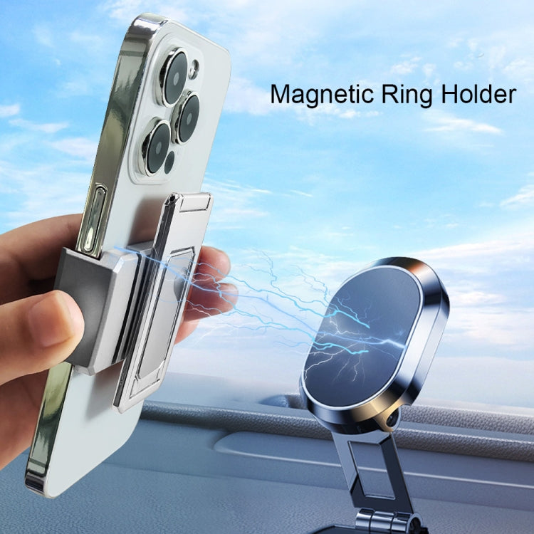 Back Clip Double Ring Magnetic Metal Folding Phone Bracket Desktop Lazy Ring Phone Holder(Silver) - Ring Holder by PMC TechLife | Online Shopping South Africa | PMC TechLife