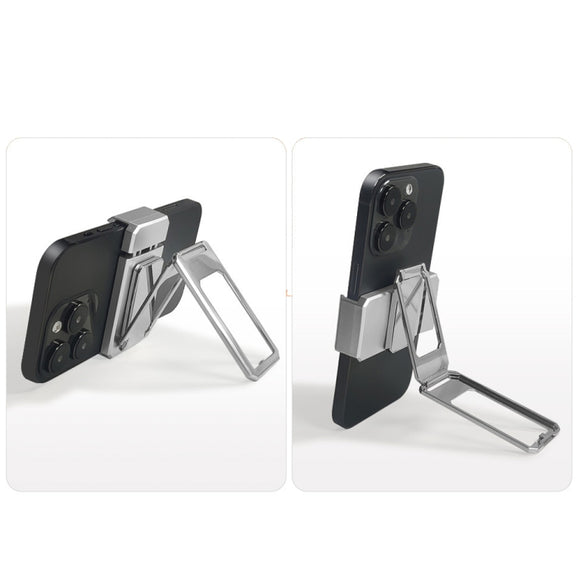 Back Clip Double Ring Magnetic Metal Folding Phone Bracket Desktop Lazy Ring Phone Holder(Rose Gold)