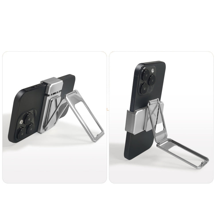 Back Clip Double Ring Magnetic Metal Folding Phone Bracket Desktop Lazy Ring Phone Holder(Silver) - Ring Holder by PMC TechLife | Online Shopping South Africa | PMC TechLife