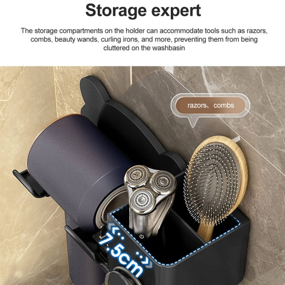 For Dyson Hair Dryer Wall-Mounted Holder Bathroom Shelf Storage Rack, Style: Upgrade White