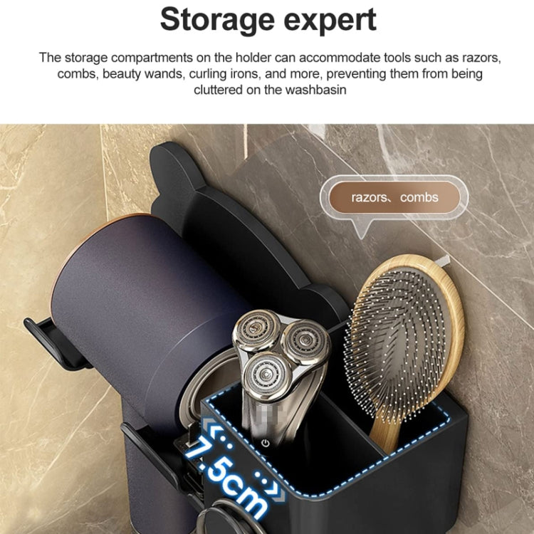 For Dyson Hair Dryer Wall-Mounted Holder Bathroom Shelf Storage Rack, Style: Upgrade White