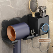 For Dyson Hair Dryer Wall-Mounted Holder Bathroom Shelf Storage Rack, Style: 3pcs Simple White