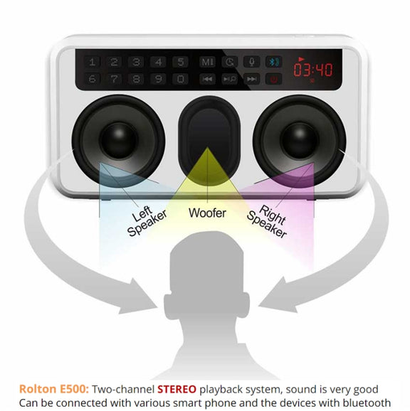 Rolton E500 Bluetooth Speaker 2.1-Channel Built-In Microphone Supports FM Radio(Blue)