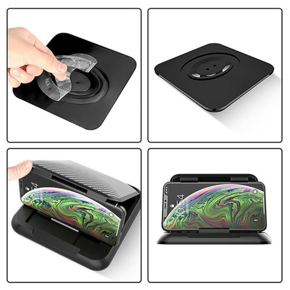 Car Mobile Phone Holder Carbon Fiber Pattern Silicone Dashboard Holder(Black)