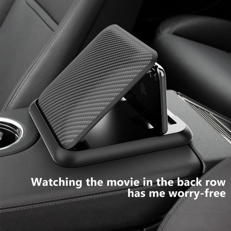 Car Mobile Phone Holder Carbon Fiber Pattern Silicone Dashboard Holder(Black)