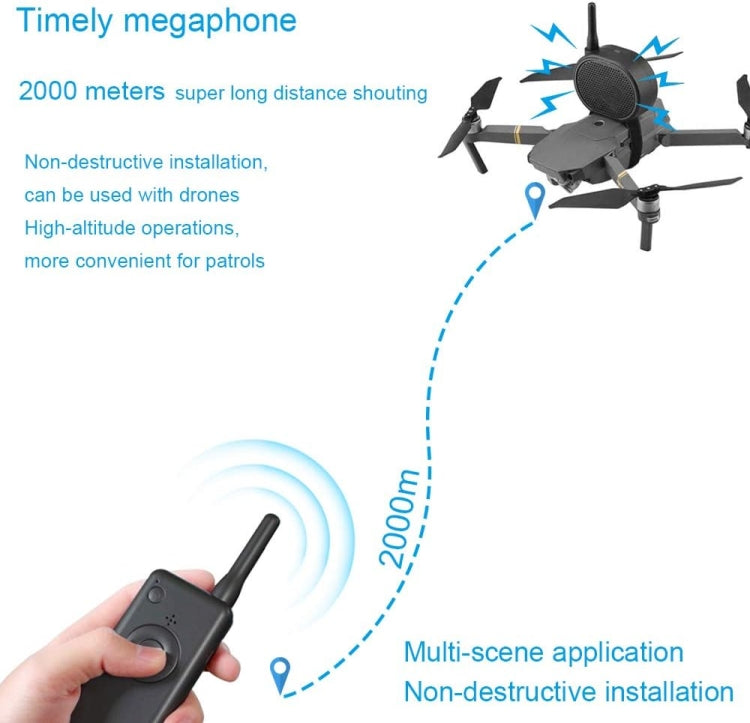 Mini Drone Megaphone Wireless Portable Speaker 2KM Control for DJI Mavic Mini/Mavic 2/Mavic Pro/FIMI X8SE/Phantom/Hubsan Zino - Others by PMC TechLife | Online Shopping South Africa | PMC TechLife