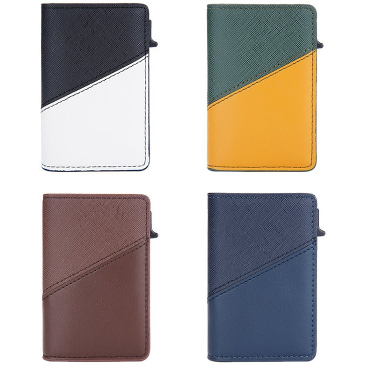 Baellerry RFID Anti-theft Aluminum Box Leather Wallet Side Push Contrasting Antimagnetic Card Holder(Blue) - free shipping - PMC TechLife - Order now!