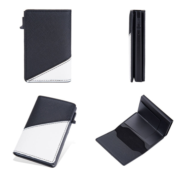 Baellerry RFID Anti-theft Aluminum Box Leather Wallet Side Push Contrasting Antimagnetic Card Holder(Black) - free shipping - PMC TechLife - Order now!