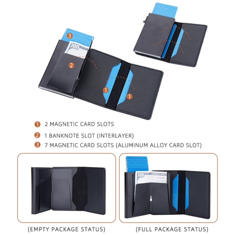 Baellerry RFID Anti-theft Aluminum Box Leather Wallet Side Push Contrasting Antimagnetic Card Holder(Black) - free shipping - PMC TechLife - Order now!
