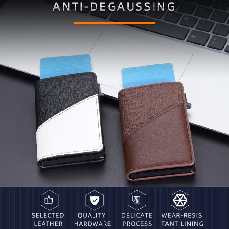 Baellerry RFID Anti-theft Aluminum Box Leather Wallet Side Push Contrasting Antimagnetic Card Holder(Blue) - free shipping - PMC TechLife - Order now!