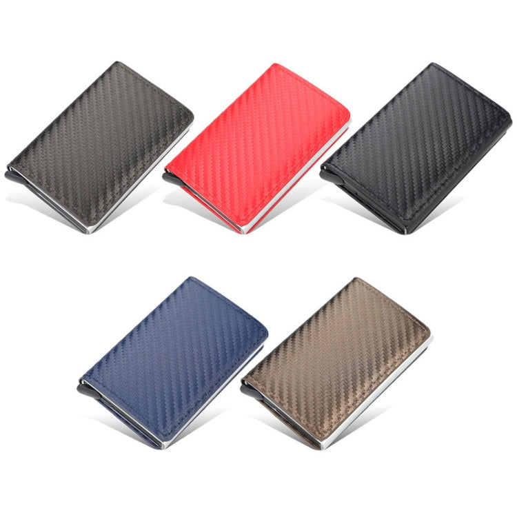 Baellerry RFID Anti-theft Plaid Leather Wallet Metal Aluminum Box Automatic Eject Type Card Holder(Dark Brown) - Antimagnetic RFID Package by Baellerry | Online Shopping South Africa | PMC TechLife | Buy Now Pay Later Mobicred