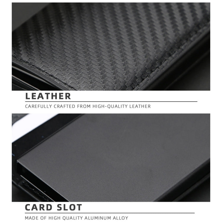 Baellerry RFID Anti-theft Plaid Leather Wallet Metal Aluminum Box Automatic Eject Type Card Holder(Dark Brown) - Antimagnetic RFID Package by Baellerry | Online Shopping South Africa | PMC TechLife | Buy Now Pay Later Mobicred