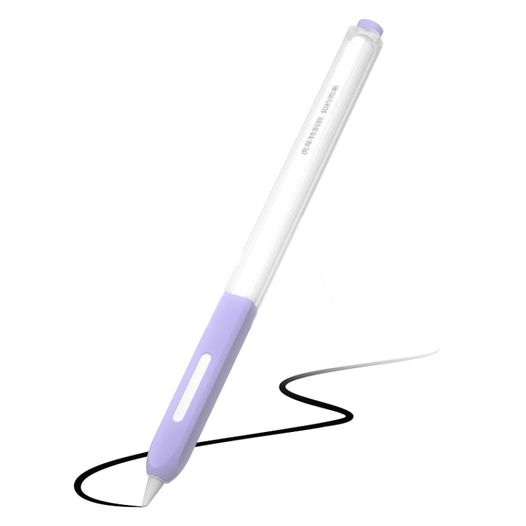For Apple Pencil 2 Non-Slip Anti-Fall Translucent Segmented Pen Case(Lavender Purple) - Pencil Accessories by PMC TechLife | Online Shopping South Africa | PMC TechLife