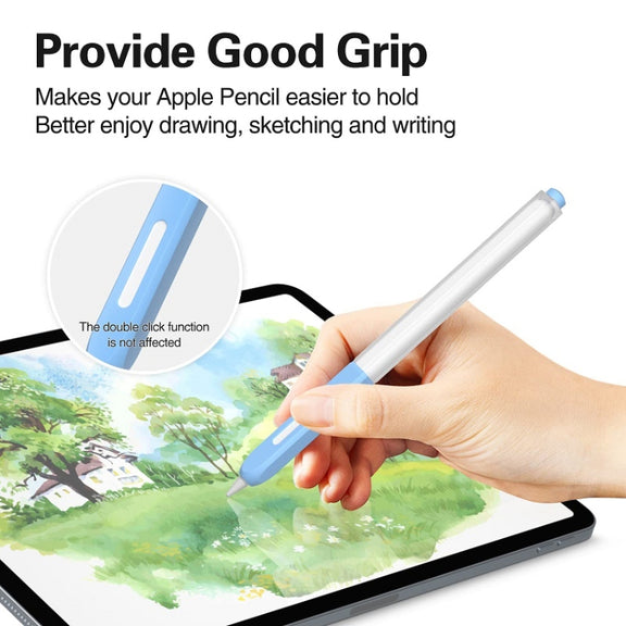 For Apple Pencil 2 Non-Slip Anti-Fall Translucent Segmented Pen Case(Green Cyan)