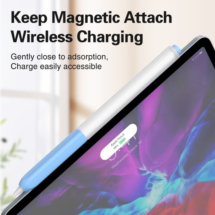 For Apple Pencil 2 Non-Slip Anti-Fall Translucent Segmented Pen Case(Green Cyan) - Pencil Accessories by PMC TechLife | Online Shopping South Africa | PMC TechLife