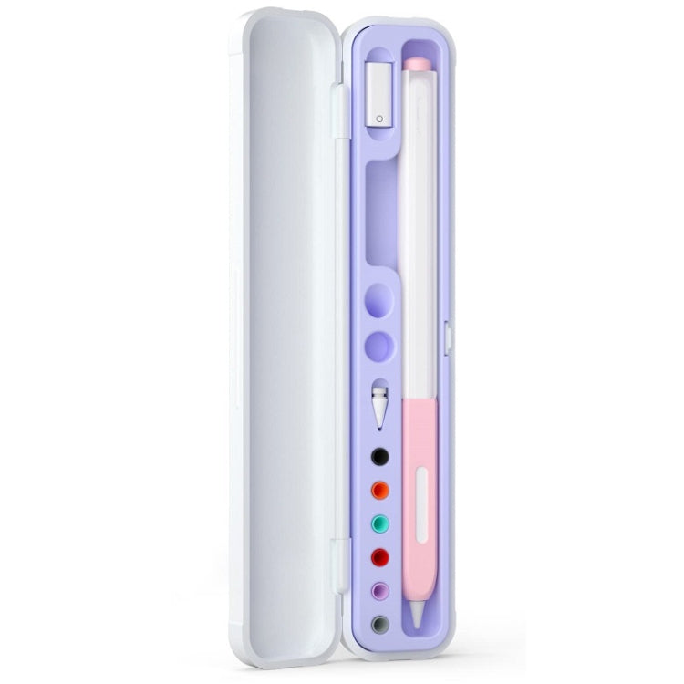 For Apple Pencil 1/2 Capacitance Pen Adapter Accessory Storage Box(Lavender Purple) - Pencil Accessories by PMC TechLife | Online Shopping South Africa | PMC TechLife