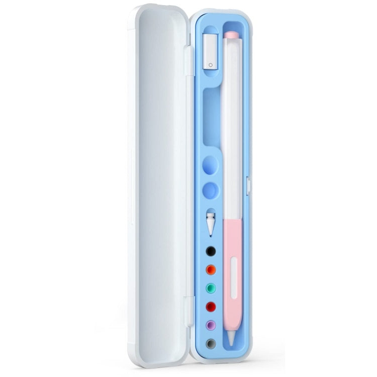 For Apple Pencil 1/2 Capacitance Pen Adapter Accessory Storage Box(Sky Blue) - Pencil Accessories by PMC TechLife | Online Shopping South Africa | PMC TechLife