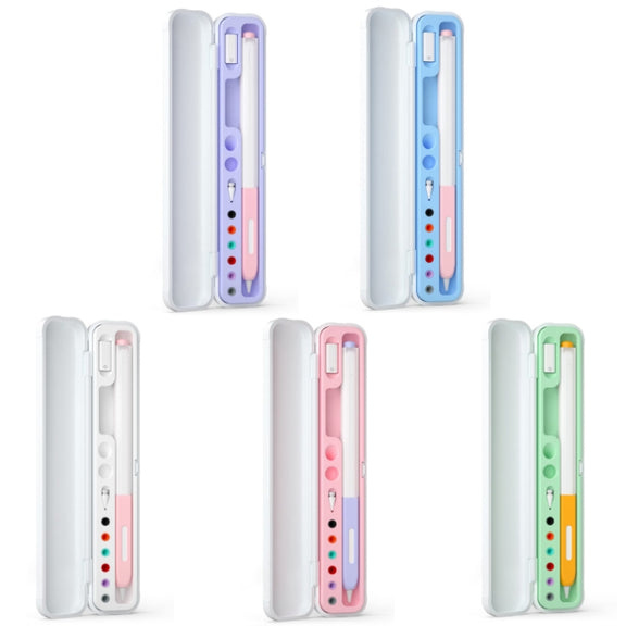 For Apple Pencil 1/2 Capacitance Pen Adapter Accessory Storage Box(Lavender Purple)