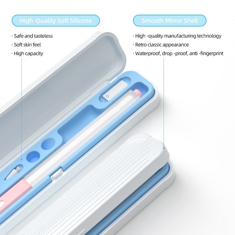 For Apple Pencil 1/2 Capacitance Pen Adapter Accessory Storage Box(Sky Blue) - Pencil Accessories by PMC TechLife | Online Shopping South Africa | PMC TechLife