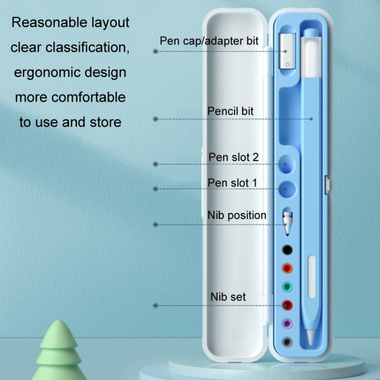For Apple Pencil 1/2 Capacitance Pen Adapter Accessory Storage Box(Sky Blue) - Pencil Accessories by PMC TechLife | Online Shopping South Africa | PMC TechLife