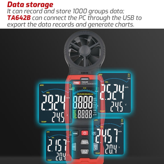 TASI TA642B Portable Digital Wind Speed Meter Air Volume Tester