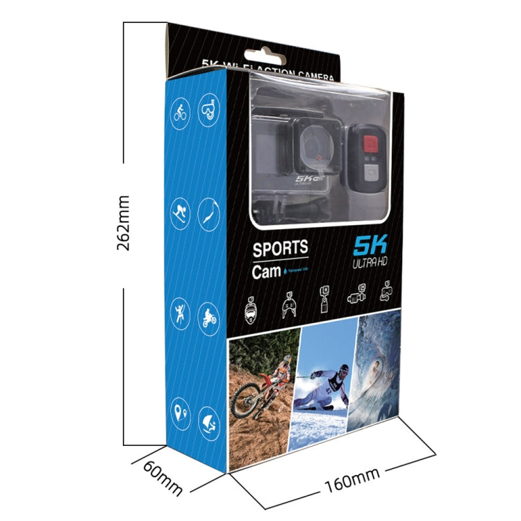 5K/30FPS WIFI HD Anti-Shake Remote Touch Dual-Screen IP68 Water-resistant Sports Camera, Style: Camera+128G Card