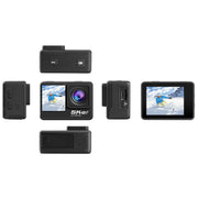 5K/30FPS WIFI HD Anti-Shake Remote Touch Dual-Screen IP68 Water-resistant Sports Camera, Style: Camera+128G Card