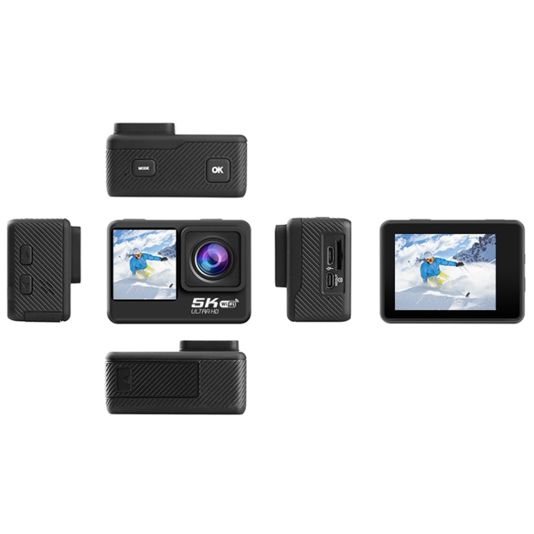 5K/30FPS WIFI HD Anti-Shake Remote Touch Dual-Screen IP68 Water-resistant Sports Camera, Style: Camera+128G Card