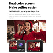 5K/30FPS WIFI HD Anti-Shake Remote Touch Dual-Screen IP68 Water-resistant Sports Camera, Style: Camera+128G Card