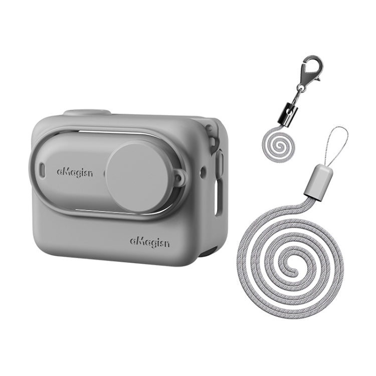 For Insta360 GO 3 AMagisn Silicone Body Cover Protective Case With Lanyard(Gray) - free shipping - PMC TechLife - Order now!