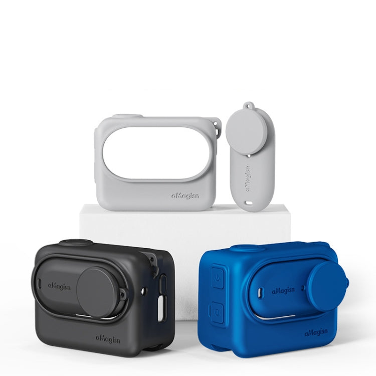 For Insta360 GO 3 AMagisn Silicone Body Cover Protective Case With Lanyard(Blue) - Case & Bags by aMagisn | Online Shopping South Africa | PMC TechLife | Buy Now Pay Later Mobicred