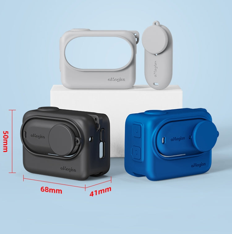 For Insta360 GO 3 AMagisn Silicone Body Cover Protective Case With Lanyard(Blue) - Case & Bags by aMagisn | Online Shopping South Africa | PMC TechLife | Buy Now Pay Later Mobicred