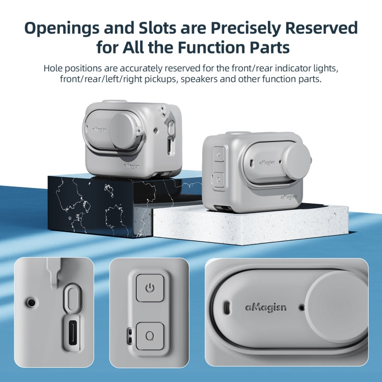 For Insta360 GO 3 AMagisn Silicone Body Cover Protective Case With Lanyard(Gray) - free shipping - PMC TechLife - Order now!