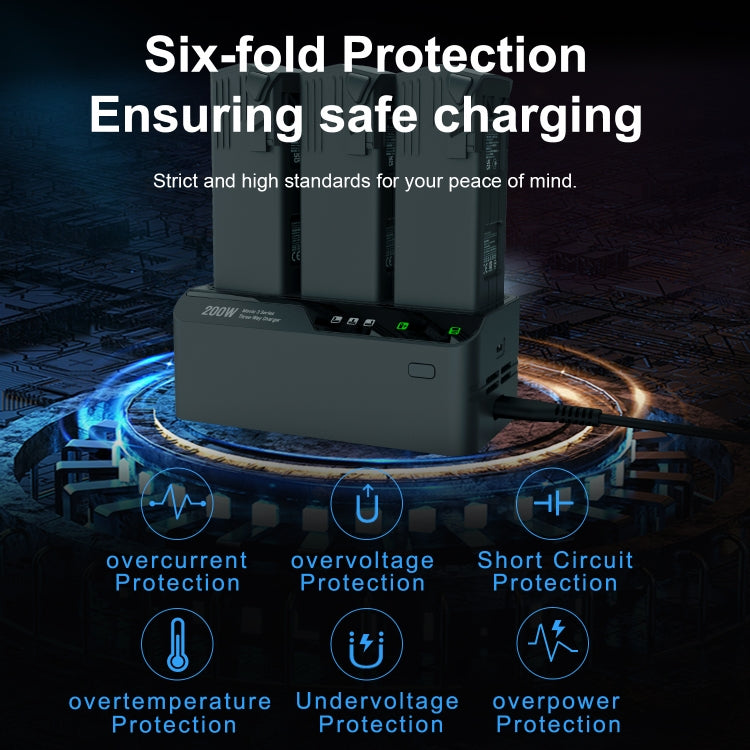 For DJI Mavic 3 Series LKTOP 200W 3-Channel Battery Charger US Plug - free shipping - PMC TechLife - Order now!