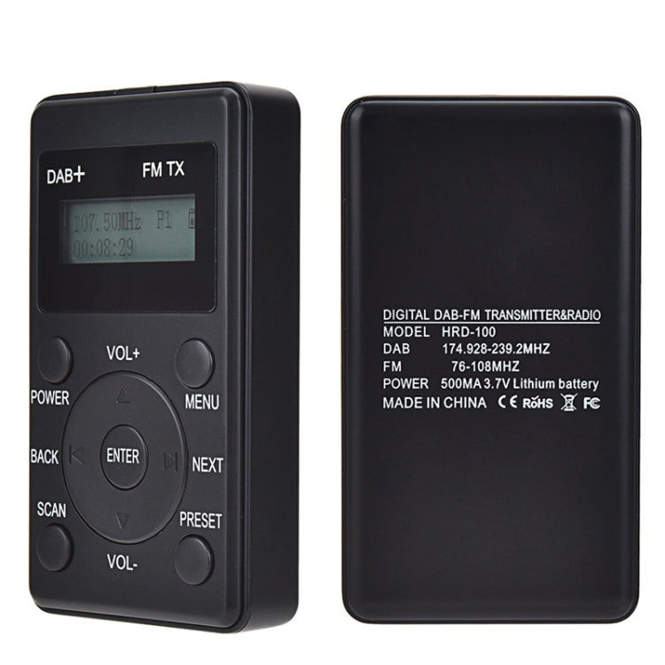 HanRongda HRD-100 Portable Digital Display DAB+ / DAB / FM Radio(Black) - free shipping - PMC Jewellery - Order now!