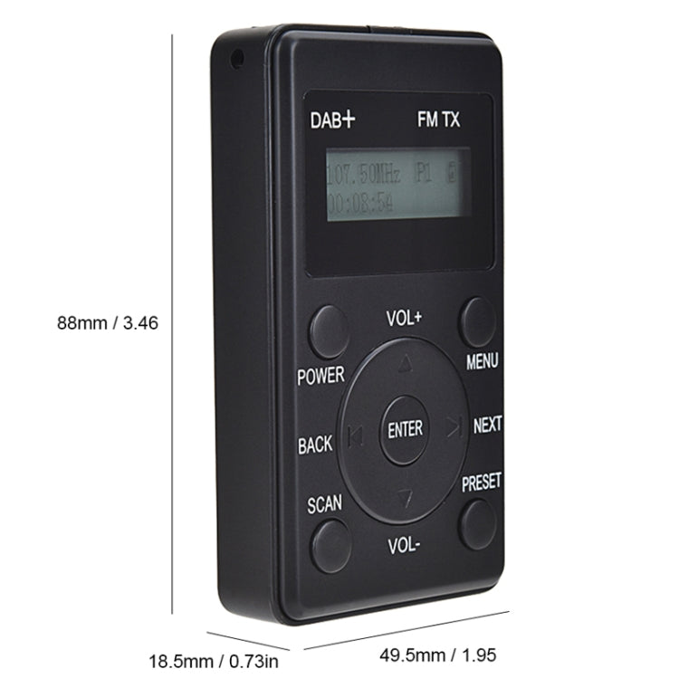 HanRongda HRD-100 Portable Digital Display DAB+ / DAB / FM Radio(Black) - free shipping - PMC Jewellery - Order now!