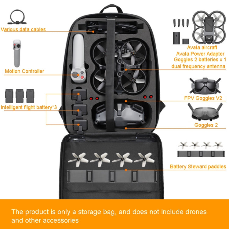For DJI AVATA Storage Bag Hard Shell Waterproof Shoulder Bag Backpack(Black EVA Lining) - Case & Bags by PMC TechLife | Online Shopping South Africa | PMC TechLife