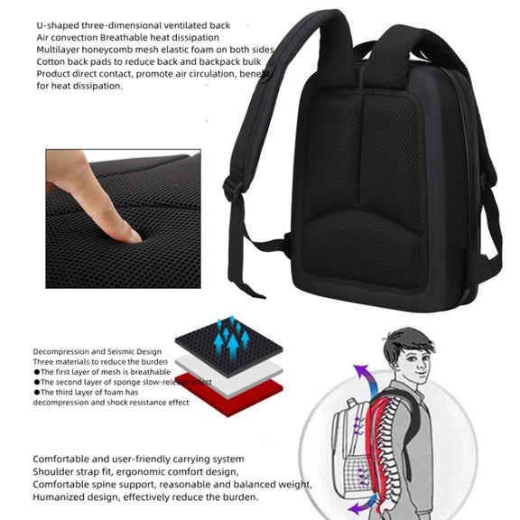 For DJI AVATA Storage Bag Hard Shell Water-resistant Shoulder Bag Backpack(Yellow EVA Lining)
