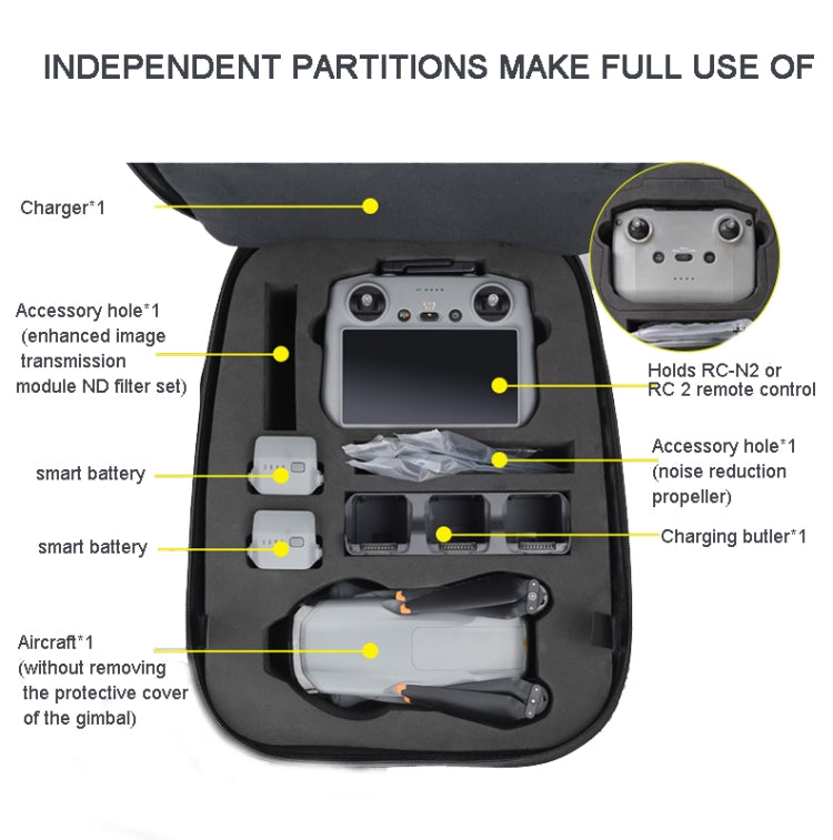For DJI AIR 3 Hard Shell Storage Bag Portable Protective Backpack(Red) - free shipping - PMC TechLife - Order now!