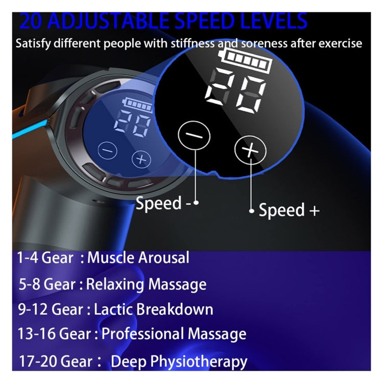 20-speed Touch Control Fascia Massager with 6 Massage Heads,CN Plug(Gray) - Massage gun & Accessories by PMC TechLife | Online Shopping South Africa | PMC TechLife | Buy Now Pay Later Mobicred